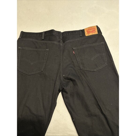 Levis 505 Jeans Mens 46x32 Black Casual Relaxed Straight Leg Denim Pants - Picture 4 of 11